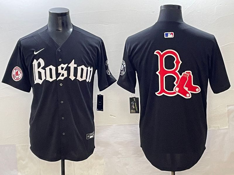 Men 2025 Boston Red Sox Blank Black Five generations Joint Name Nike MLB Jersey style 6->boston red sox->MLB Jersey